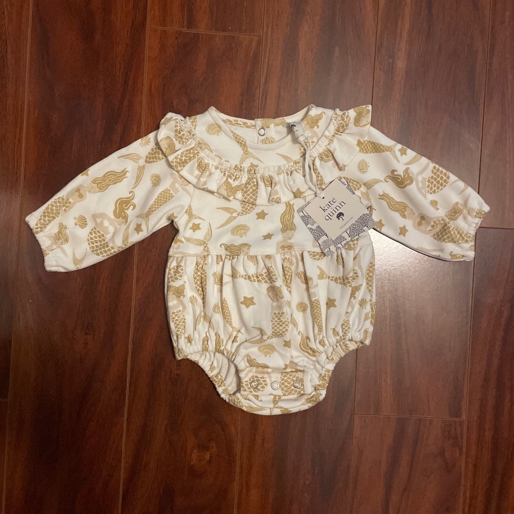 0-3 Months Long Sleeve ruffle bubble onesie